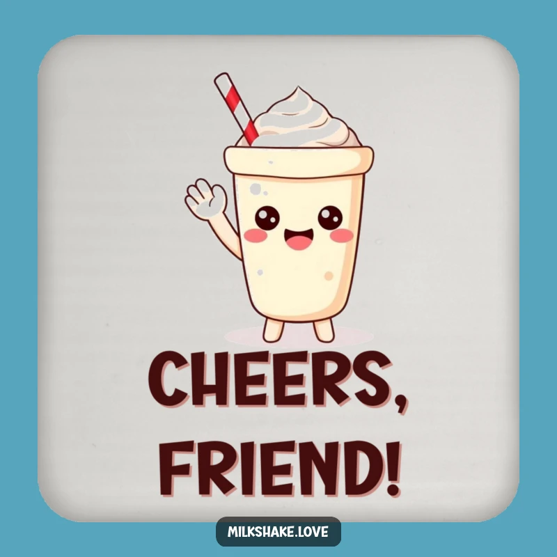 Funny Kawaii Milkshake Coaster: Waving Charm for Tables, Perfect Happy Gift