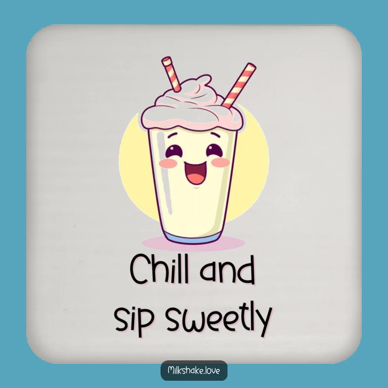 Funny Kawaii Milkshake Coaster: Giggle & Protect, A Hilarious Table Saver!