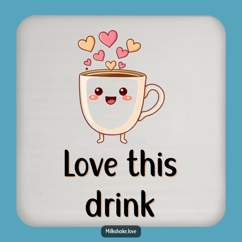 Funny Coffee Cup Hearts Coasters (Set of 4), Protect Surfaces with Love