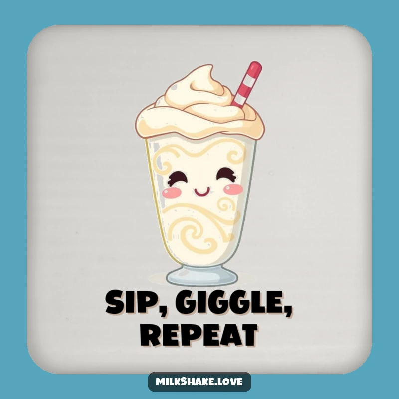 Funny Giggling Milkshake Coaster: Bubbly Character, Swirling Patterns, Protective Gift