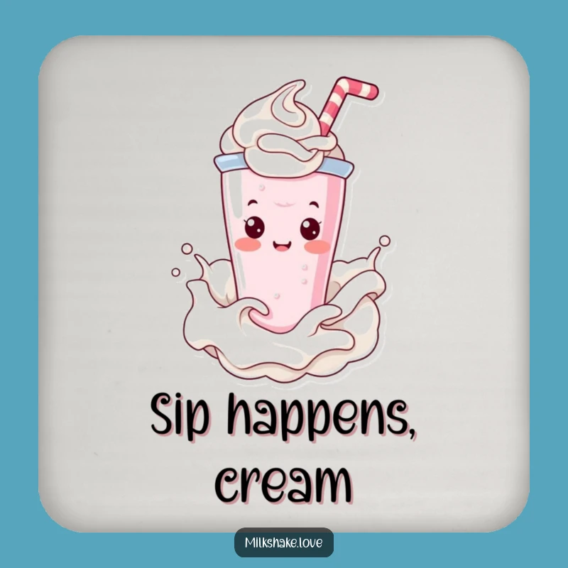 Funny Kawaii Milkshake Coaster: Protect Surfaces with Creamy Splash Style