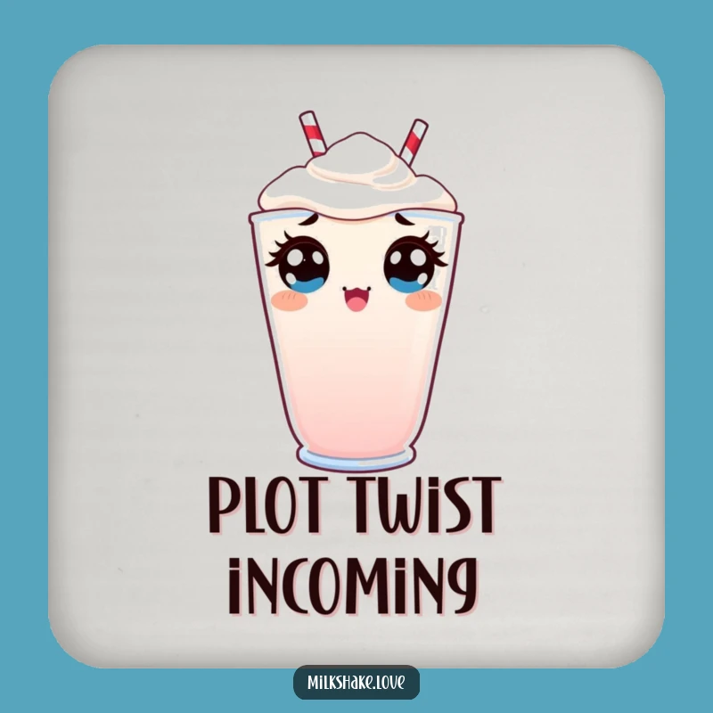 Funny Kawaii Milkshake Coaster: Surprised Peek Style, Perfect Reaction Gift