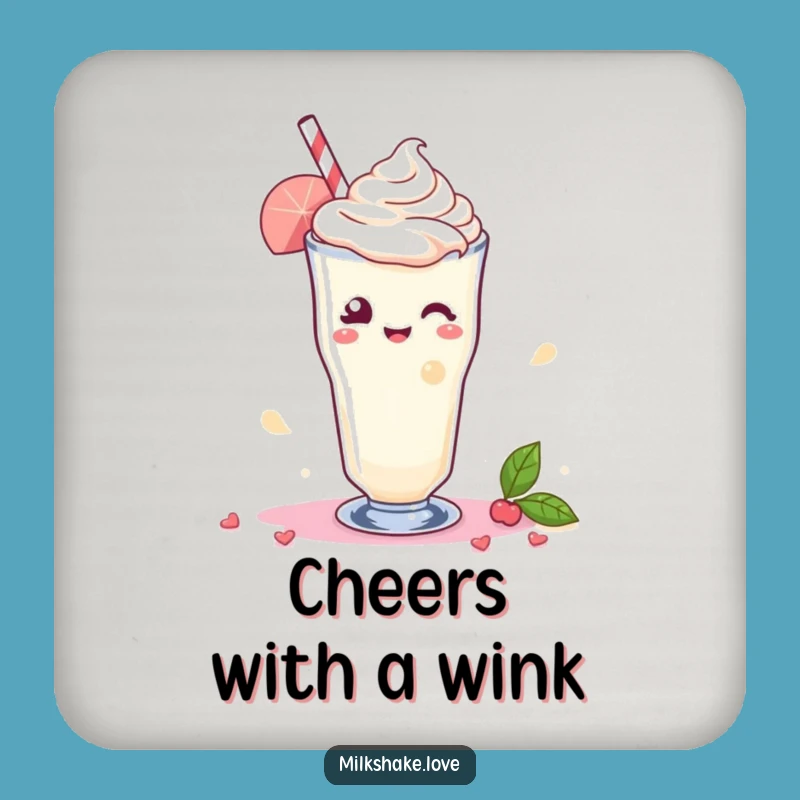 Funny Kawaii Milkshake Coaster: Winking Style, Perfect Charming Gift