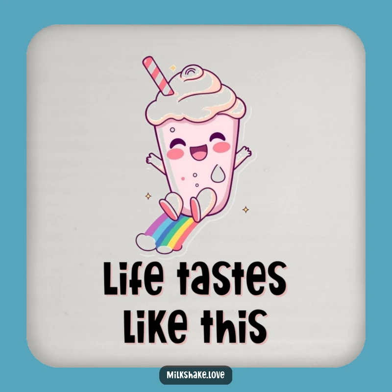 Funny Milkshake Rainbow Slide Drink Coaster: Protect Surfaces with Sweet Style