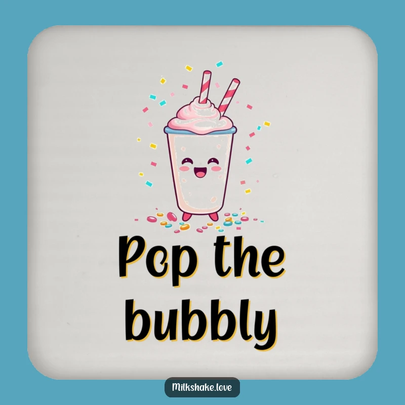 Funny Happy Milkshake Cup Confetti Coaster - Festive Surface Protection