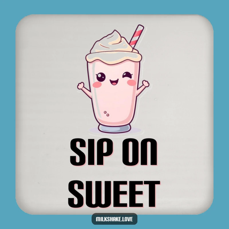 Funny Kawaii Milkshake Coaster - Smiling Character Drink Protector