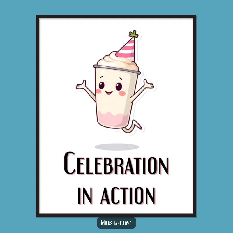 Funny Milkshake Cup Party Poster: Cartwheels of Joy for Your Walls!