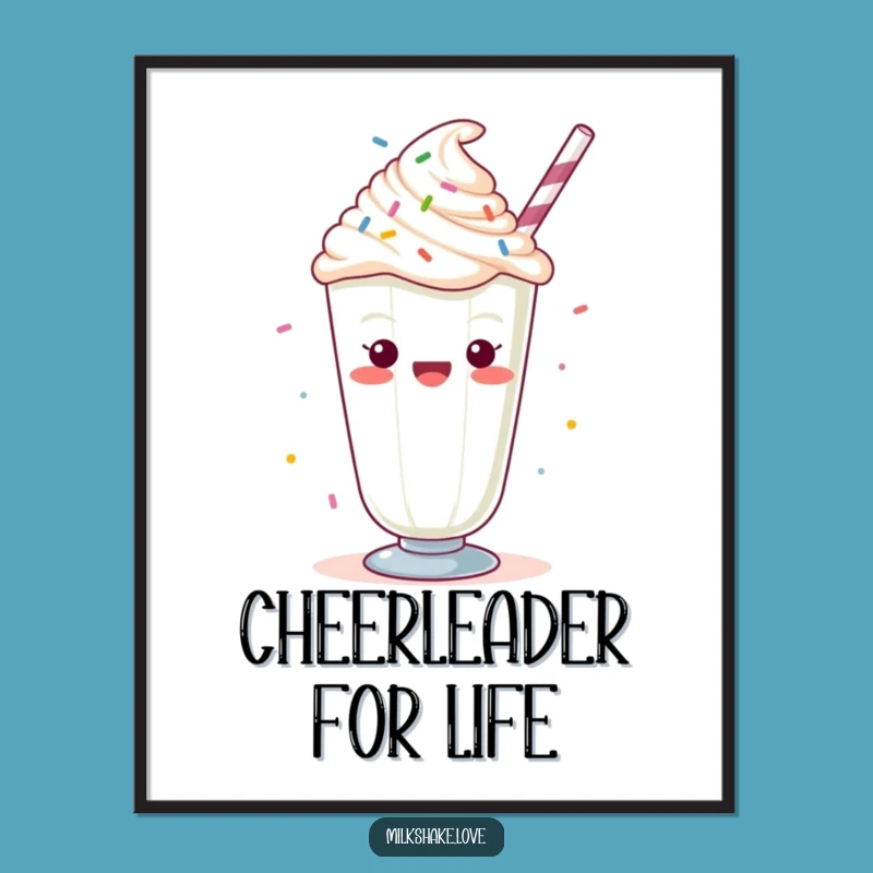 Funny Kawaii Milkshake Poster: Cheering Sprinkles Wall Art, Sweet Decor Gift