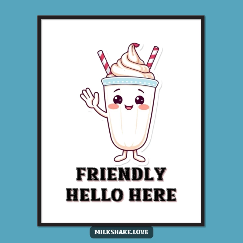 Funny Waving Milkshake Poster - Cheerful Wall Art, Ultimate Funny Gift