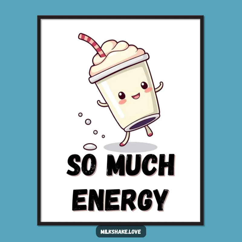 Funny Cartwheel Milkshake Poster: Bubbly Acrobatics - Energetic Art - Perfect Funny Gift!