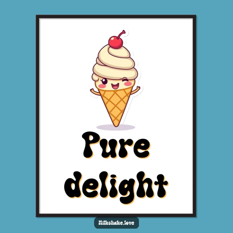 Funny Ice Cream Cone Poster: Cheerful Swirl Art, Hilarious Wall Decor