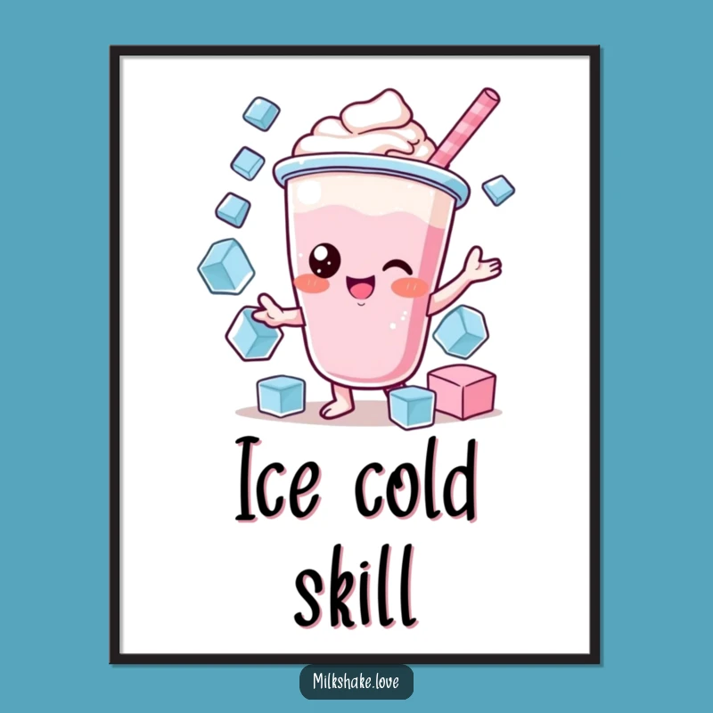 Funny Kawaii Milkshake Juggling Poster - Cool Art for a Playful Space