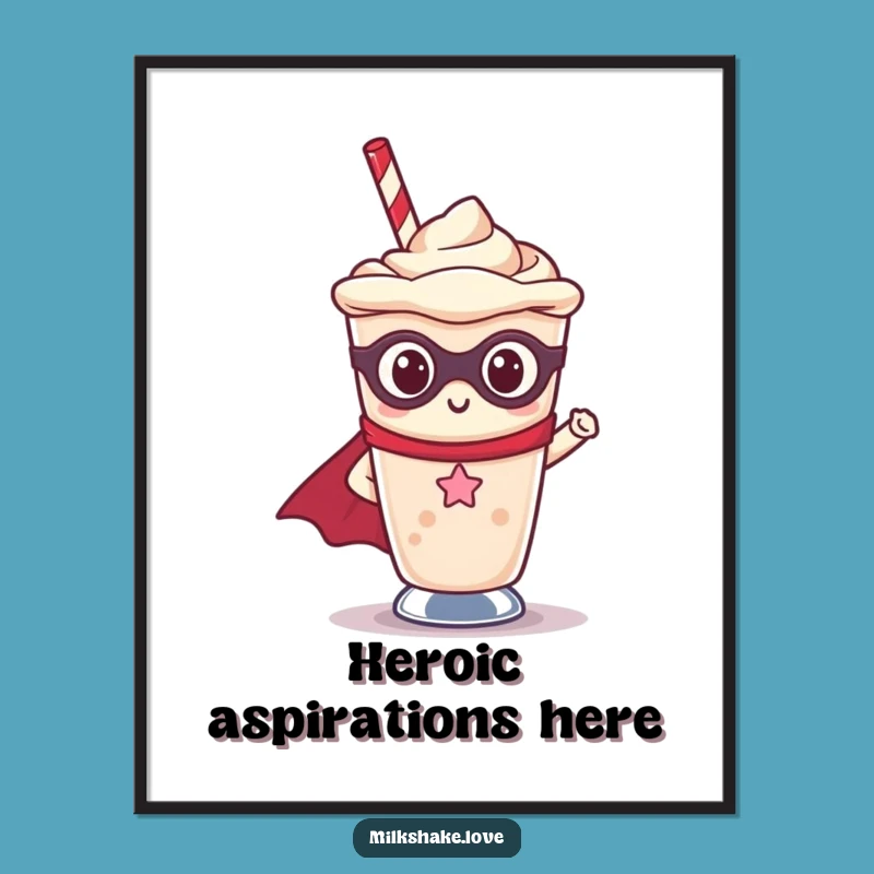 Funny Kawaii Milkshake Superhero Poster - Hilarious Wall Art for Any Room