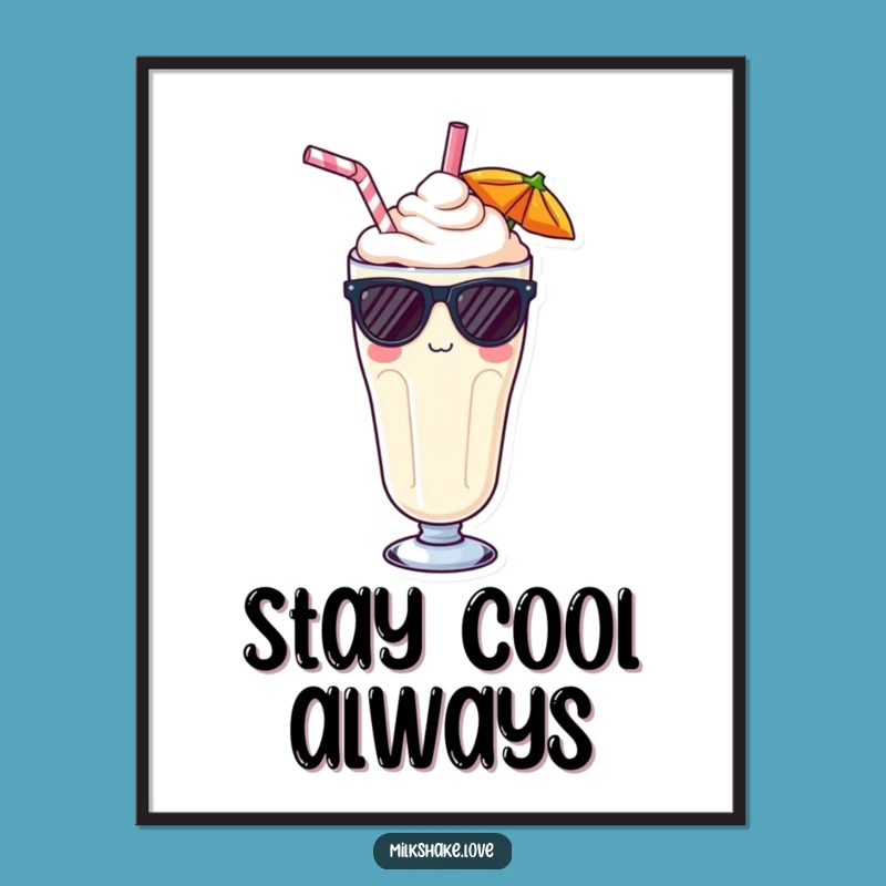 Funny Kawaii Sunglasses Milkshake Poster: Cool Vibes for Your Walls