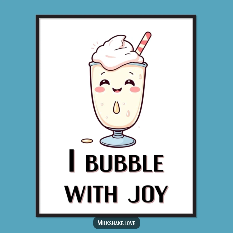 Funny Kawaii Milkshake Poster: Giggling Spill Art, Whimsical & Cheerful Decor Gift