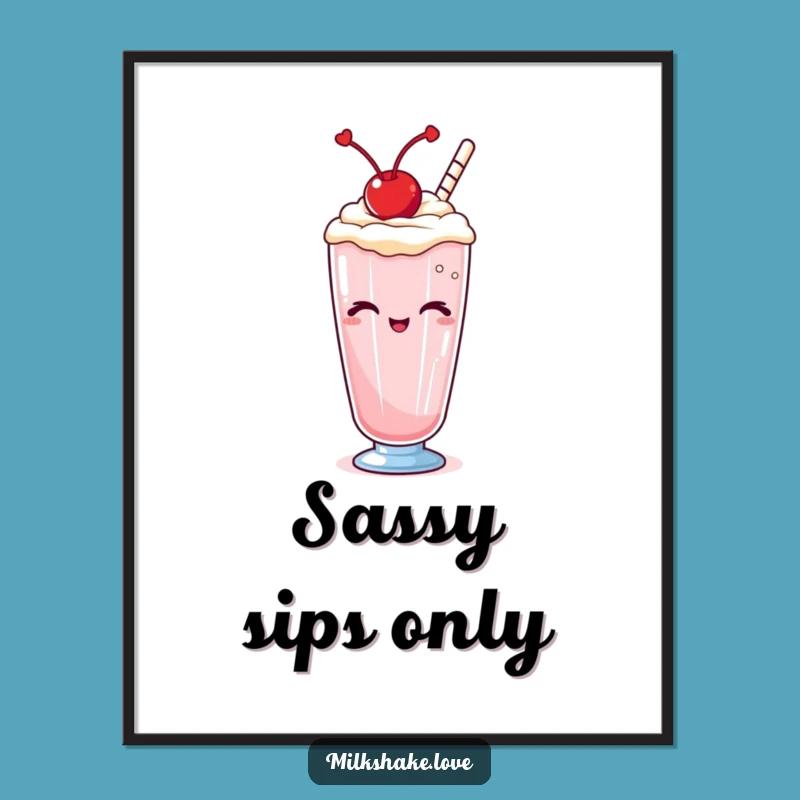 Funny Kawaii Winking Milkshake Poster: Add Playful Charm to Walls