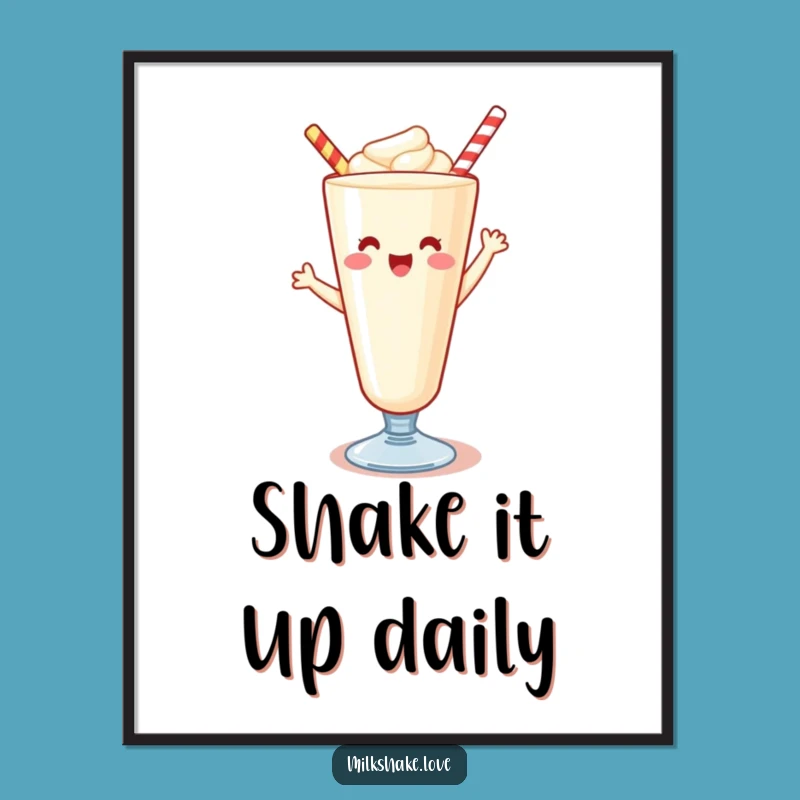 Funny Kawaii Milkshake Poster: Brighten Your Walls with a Happy Dance