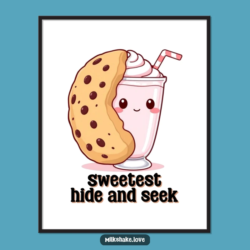 Funny Shy Milkshake Poster - Peek-a-Boo Cookie Art