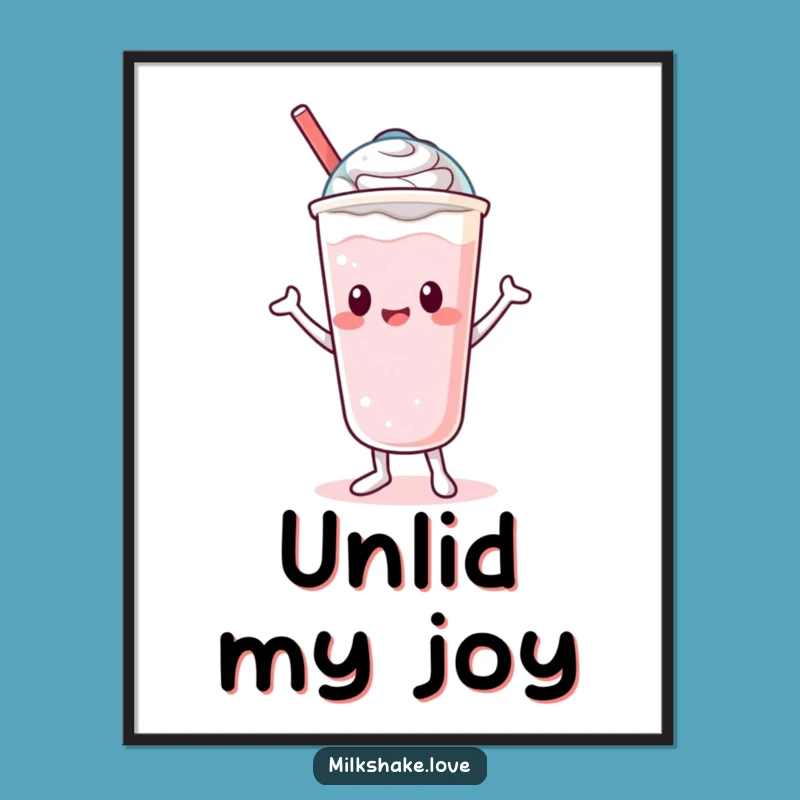 Funny Kawaii Milkshake Poster: Silly Dance Art for Energetic Decor
