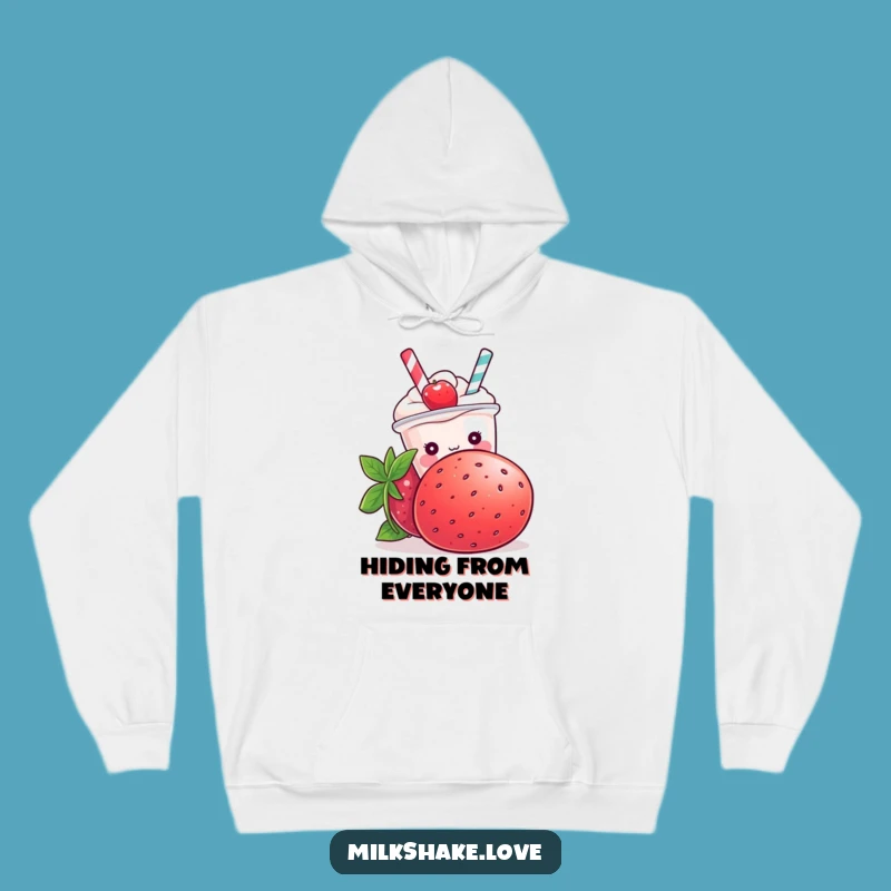 Cozy Funny Kawaii Milkshake Strawberry Hoodie - Snuggle Up in Sweet Secrecy