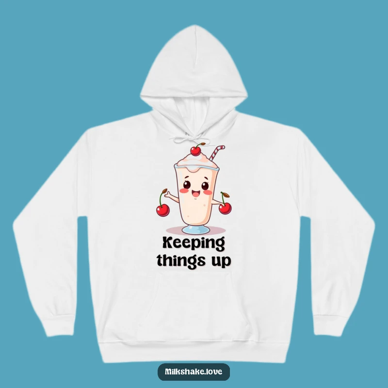 Cozy Funny Juggling Milkshake Hoodie: Cherry Fun - Warm & Whimsical - Perfect Funny Gift!