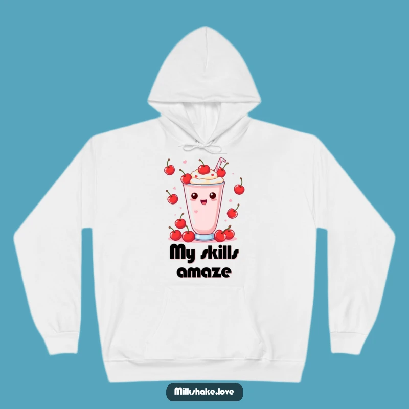 Funny Kawaii Milkshake Hoodie: Cozy Juggling Cherries Style, Great Fun Gift