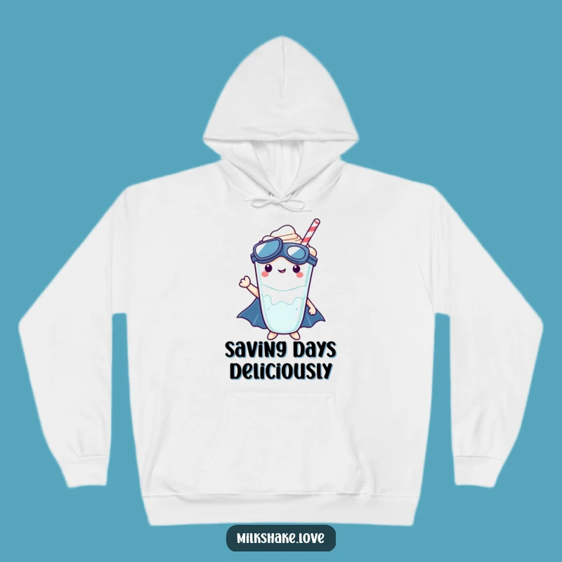 Cozy Kawaii Superhero Milkshake Hoodie: Heroic Comfort - Hilarious Gift
