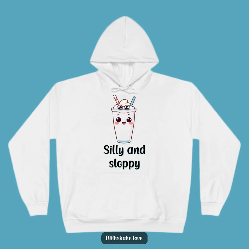 Funny Tipping Milkshake Hoodie: Anthropomorphic Character with Silly Eyes - Cozy Gift!