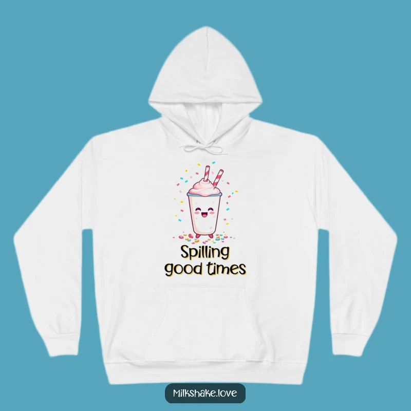 Funny Happy Milkshake Cup Confetti Hoodie - Cozy Celebration Vibes