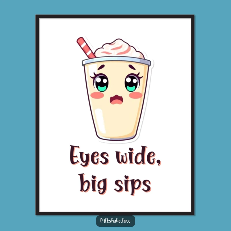 Free Printable Surprised Milkshake Wall Art - Hilarious Kawaii Downloadable Decor