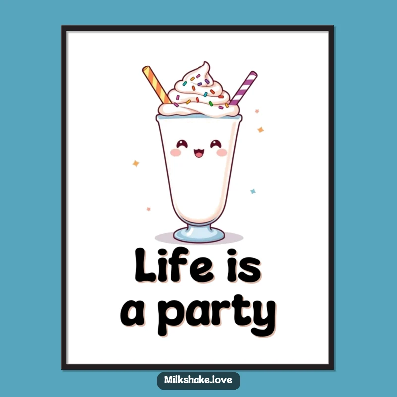 Free Printable Wall Art: Cheerful Milkshake, Festive Downloadable Art