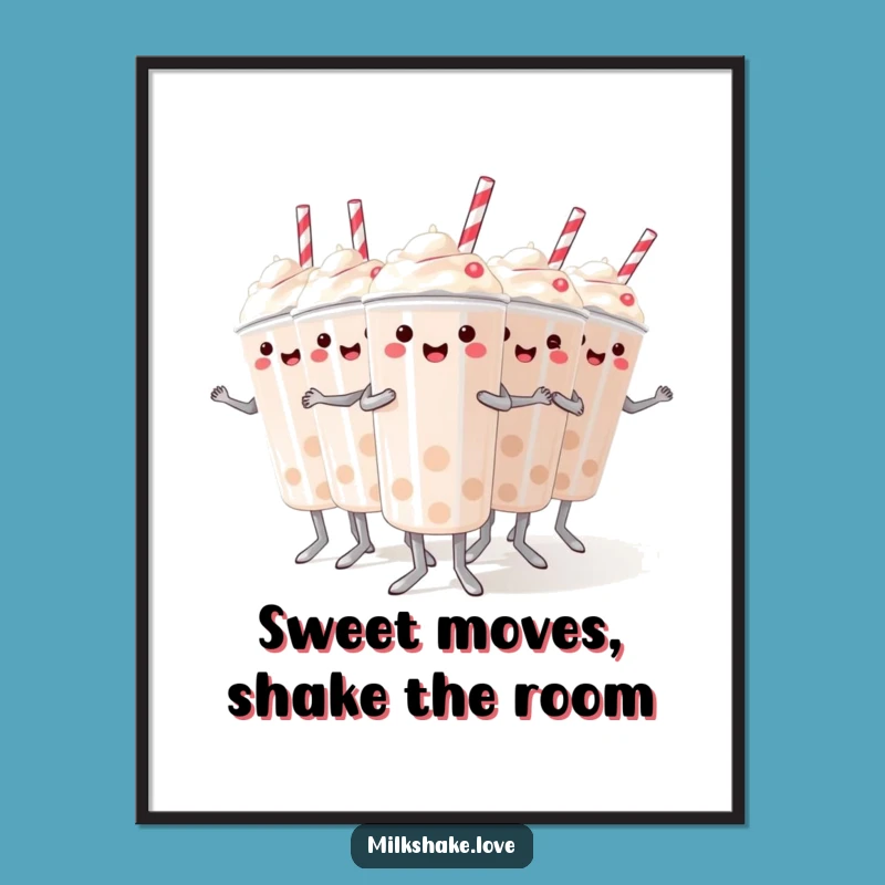 Free Printable Wall Art: Dancing Milkshake Troupe - Funny Downloadable Decor for Your Space!