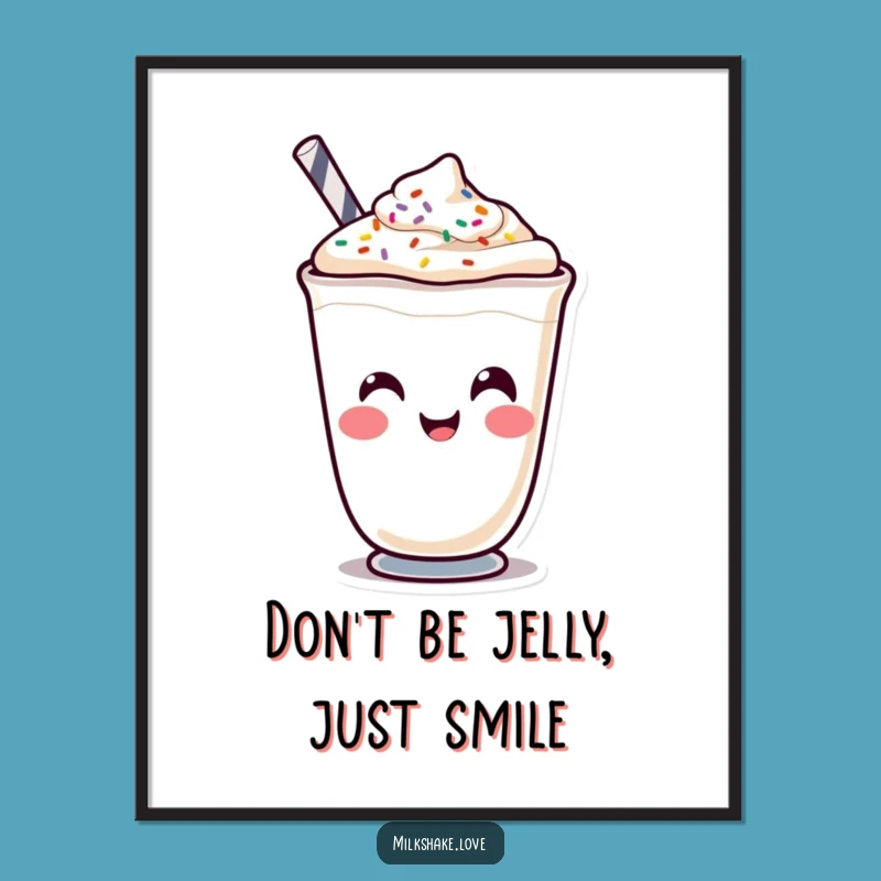 Free Printable Wall Art: Funny Face Kawaii Milkshake, Downloadable Decor