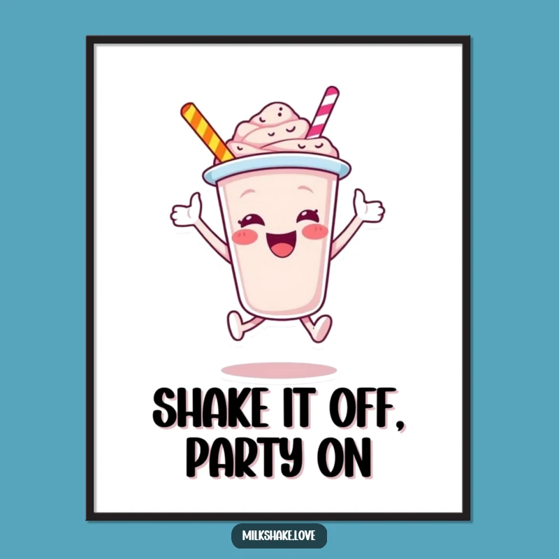 Free Printable Wall Art: Funny Milkshake Cup Leap Downloadable Design for Your Room!