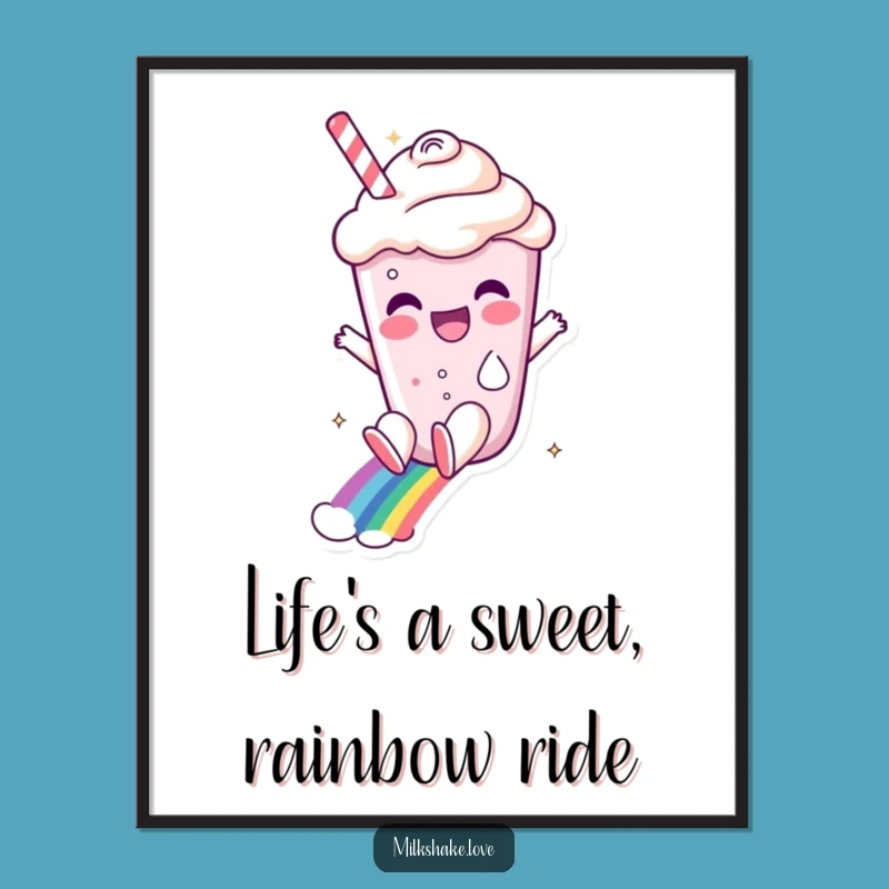 Free Printable Wall Art: Funny Milkshake Rainbow Joy Downloadable Decor