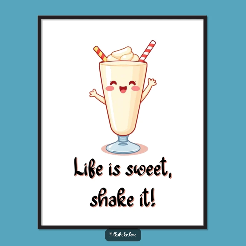 Free Printable Wall Art: Joyful Kawaii Milkshake Dancing, Fun Downloadable Art