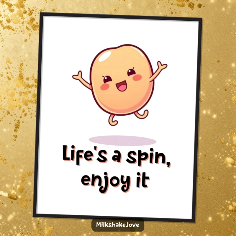 Funny Free Printable Wall Art: Wobbly jelly bean with tiny legs doing a cartwheel, full of delight and color.