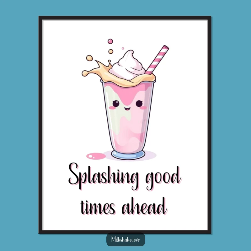 Funny Free Printable Wall Art: Playful Milkshake Splash in Cup