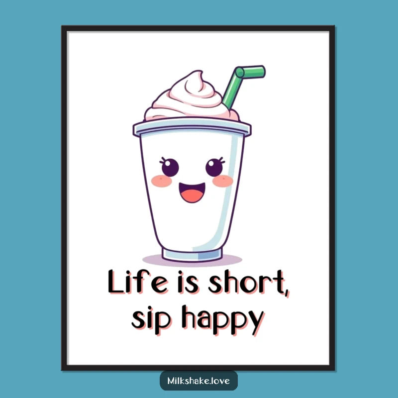 Free Printable Cheerful Milkshake Wall Art - Funny Downloadable Decor for Your Kitchen