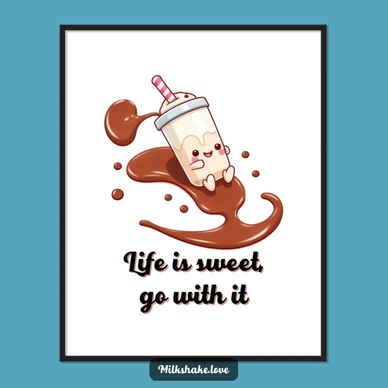 Free Printable Sliding Milkshake Wall Art: Sweet Ride Humor Downloadable Decor