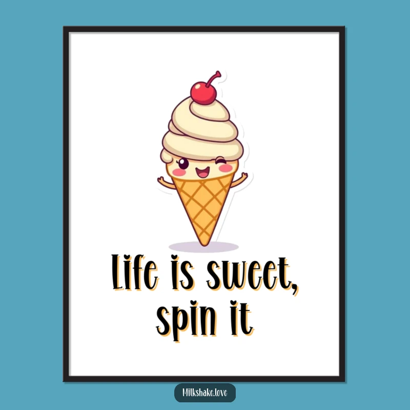 Funny Free Printable Ice Cream Wall Art: Cheerful Cone for Sweet & Whimsical Decor
