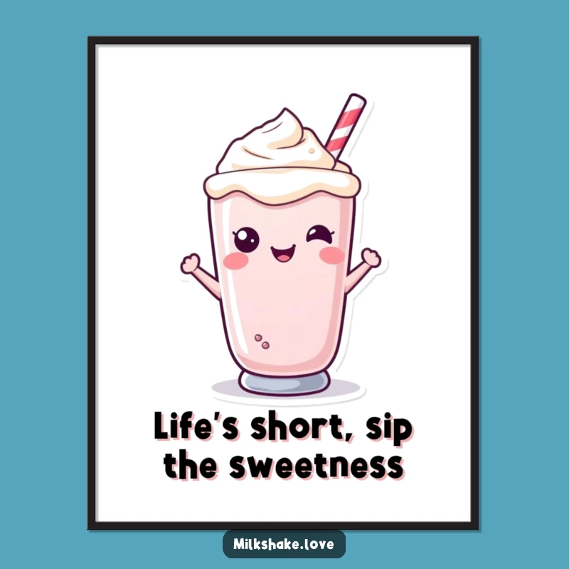 Funny Free Printable Wall Art: Kawaii Milkshake Sweet Smile Art