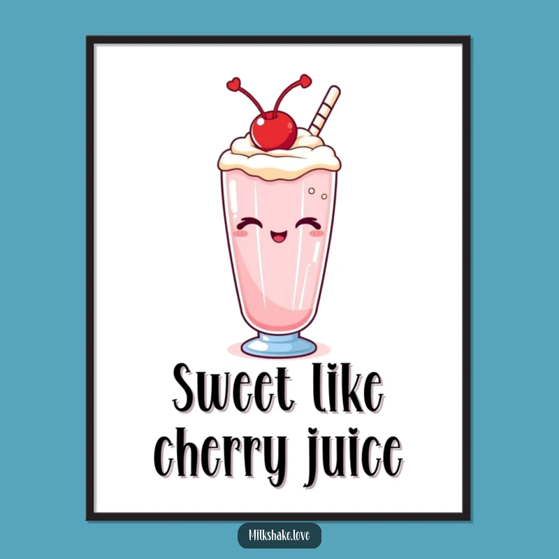 Free Printable Wall Art: Winking Kawaii Milkshake, Playful Downloadable Art