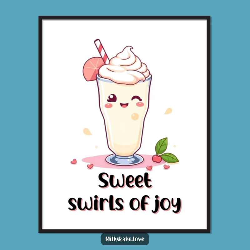 Free Printable Kawaii Milkshake Wink Art: Playful Downloadable Decor