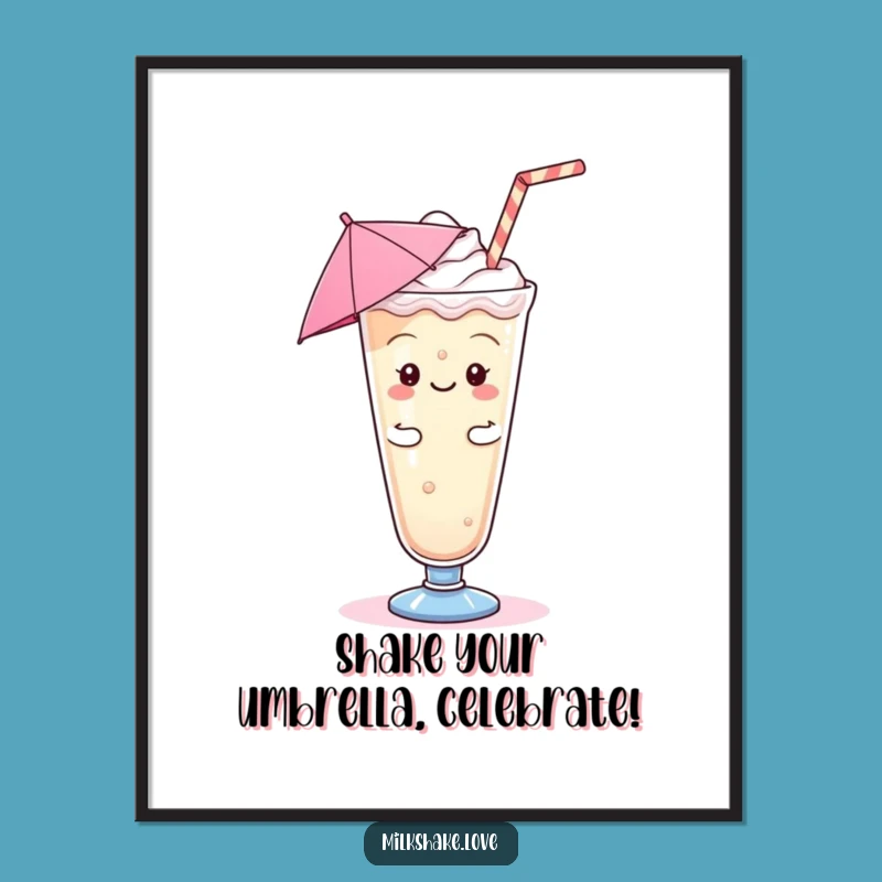 Whimsical Free Printable Wall Art: Jigging Kawaii Milkshake Dance Downloadable Art