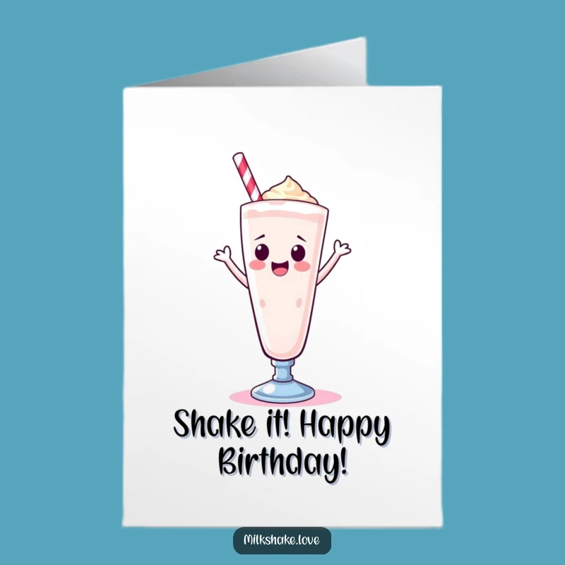 Free Printable Birthday Card: Funny Kawaii Milkshake Dancing, Joyful Downloadable Gift