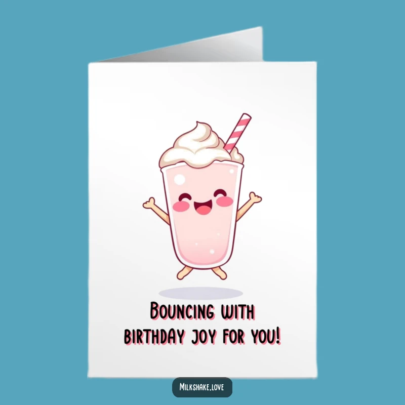 Free Printable Birthday Card: Happy Bouncing Kawaii Milkshake, Fun Gift