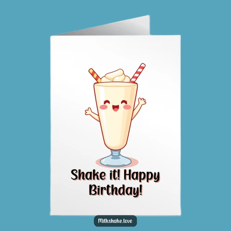 Free Printable Birthday Card: Happy Kawaii Milkshake Dancing Delight!