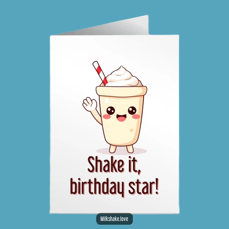 Free Printable Kawaii Milkshake Birthday Card: Funny Downloadable Gift for Her