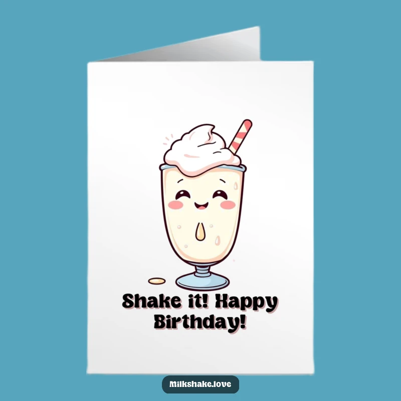 Free Printable Kawaii Milkshake Birthday Card: Funny Giggle Spill Downloadable Gift